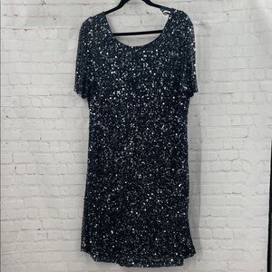 Pisarro Nights Sequin 14W NYE Party Night Out Dress Classic Short Sleeves
